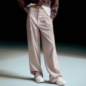 Zara Women's Cream Wide-Leg Trousers